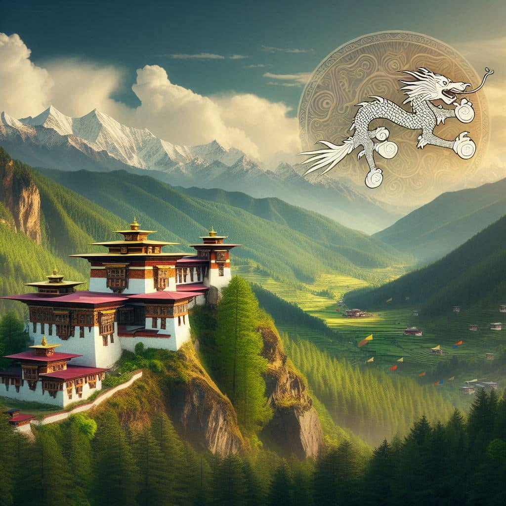 Bhutan monastery on mountain